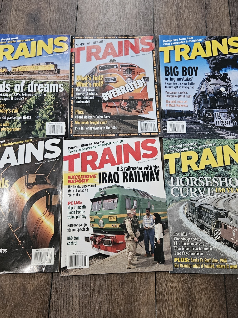 Lot of 6 Trains Magazines Issues from 2004